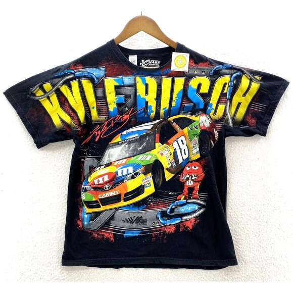 VTG M&M's Kyle Busch NASCAR Chase Authentic T Shirt Men's L All Over Print Tee - Picture 3 of 16